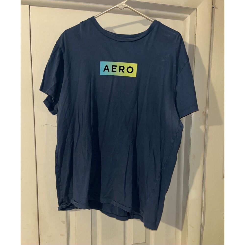 Aeropostale All Logos Mens Shirt Size XL Blue